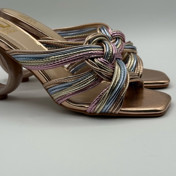 NINETY UNION Knotted STRAPPY SANDALS ON A ARCHITECTURAL HEEL IN PASTEL MULTI - Picture 16 of 17
